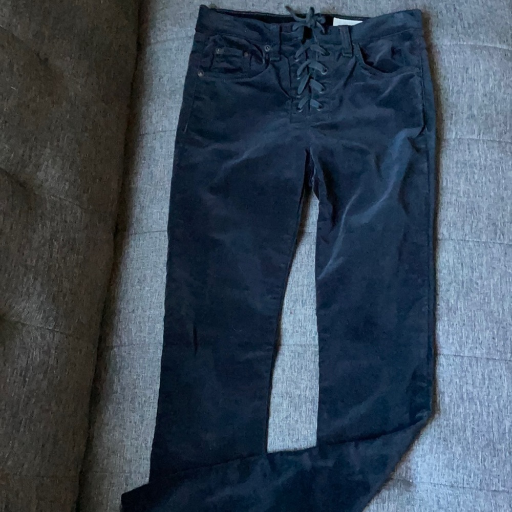 Rag & Bone black velvet corset tie jeans pants 24
